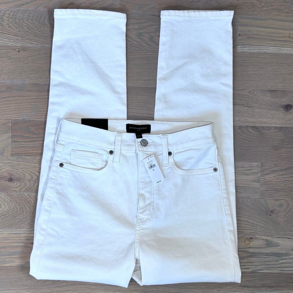 NWT Banana Republic Ultra High Rise Slim Straight Jeans White Women Size 28 - Picture 6 of 11